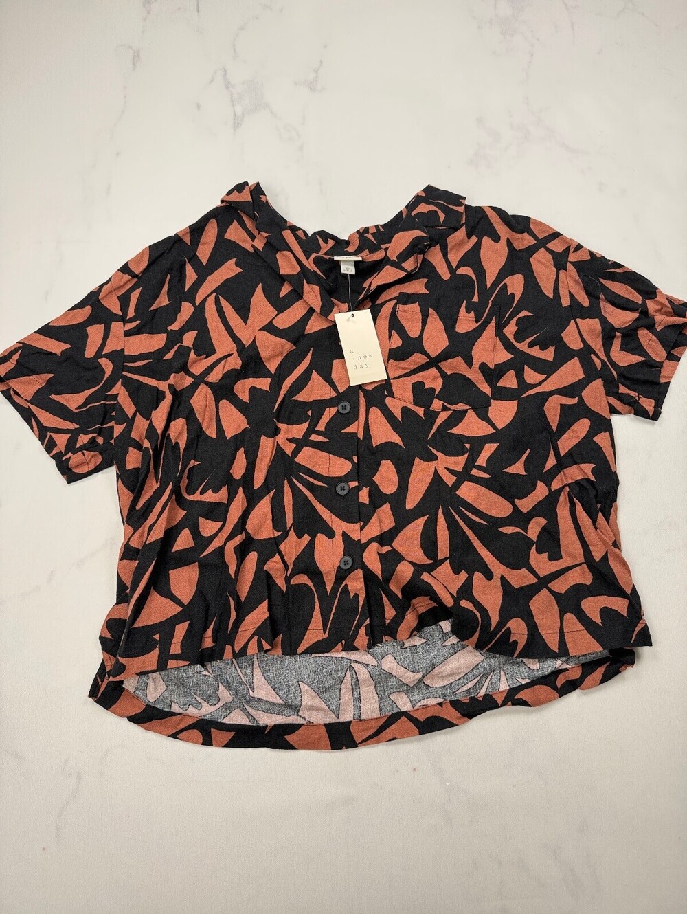 A New Day Printed Blouse Rust Vintage Indie - Womens XL